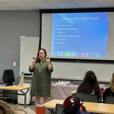 2024 05 10_Arkansas State Univeristy's Dr. Audrey Folsom recently spoke with BRTC CTC students about ASU's clinical laboratory scoences program