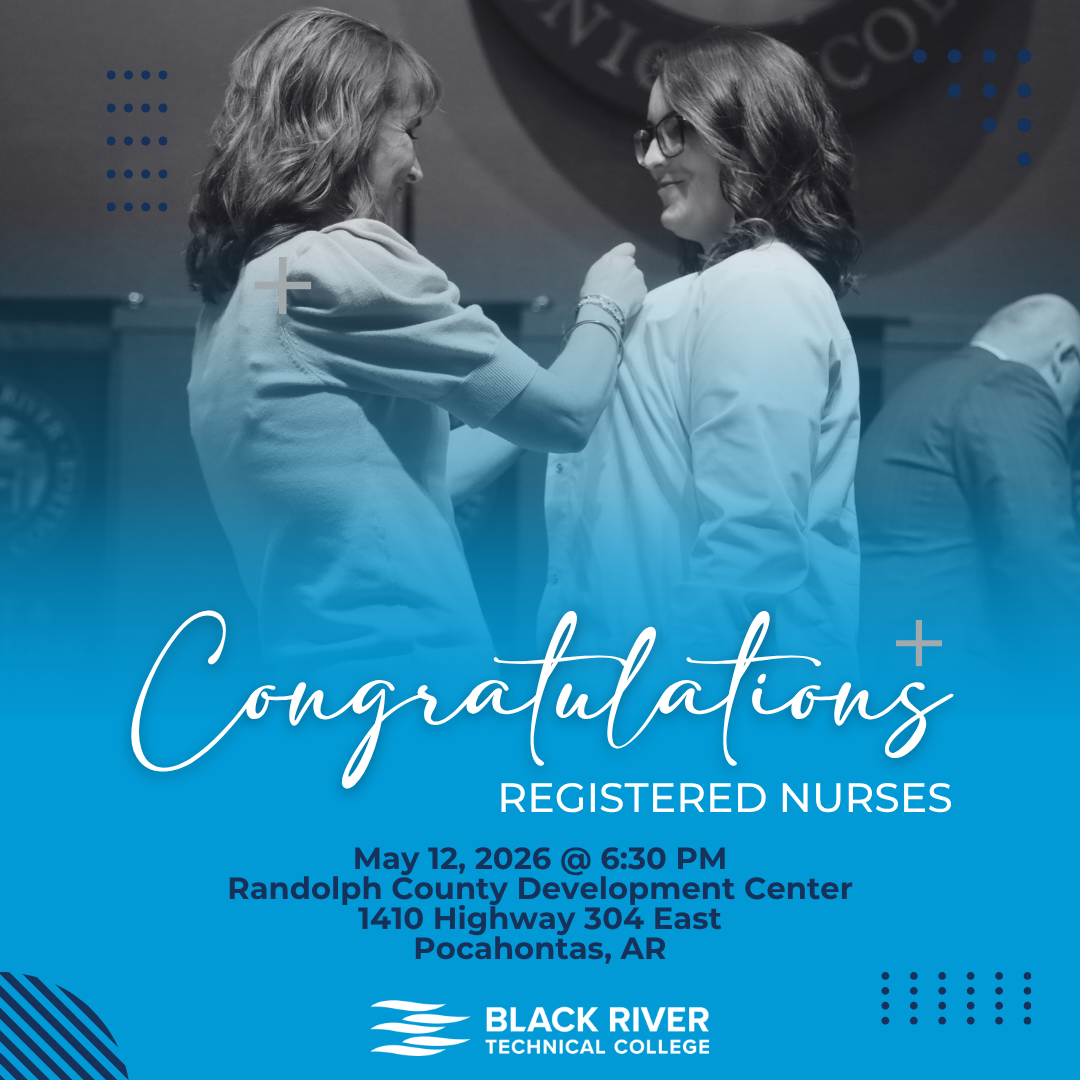 Celebration for registered nurses at a college event; two women embrace as a blue gradient overlays the scene with the word 'Congratulations'.